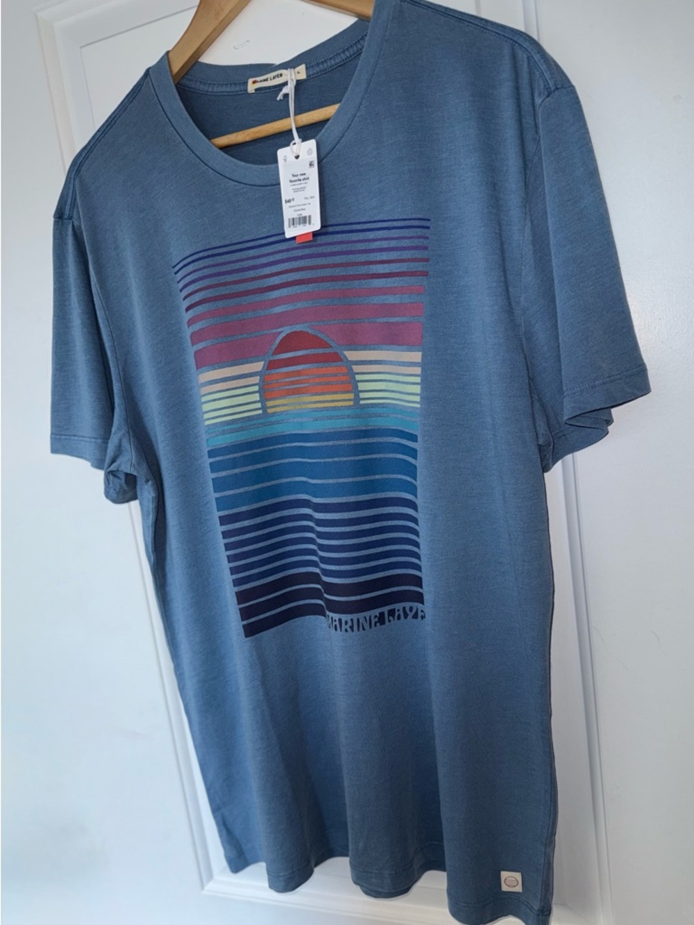 Marine Layer NWT Signature Crew Graphic Tee in Coronet Blue - Picture 5 of 8